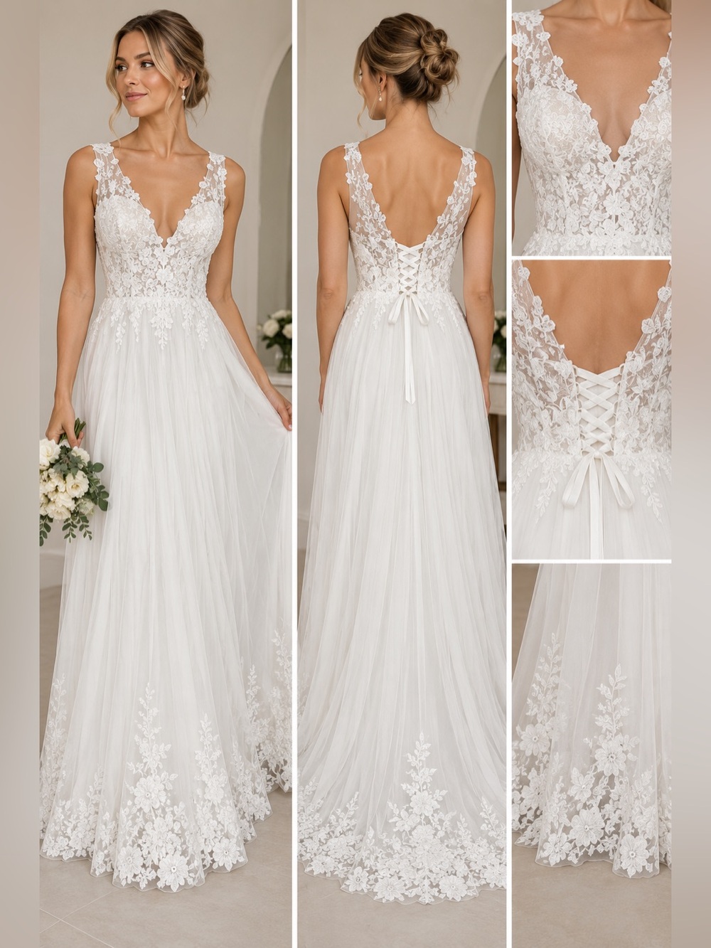 Happy Times White Lace Corset Back Wedding Bridal Gown NWT Size 6